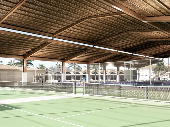 Pistas cubiertas de pádel y tenis del complejo de San Fernando (render)