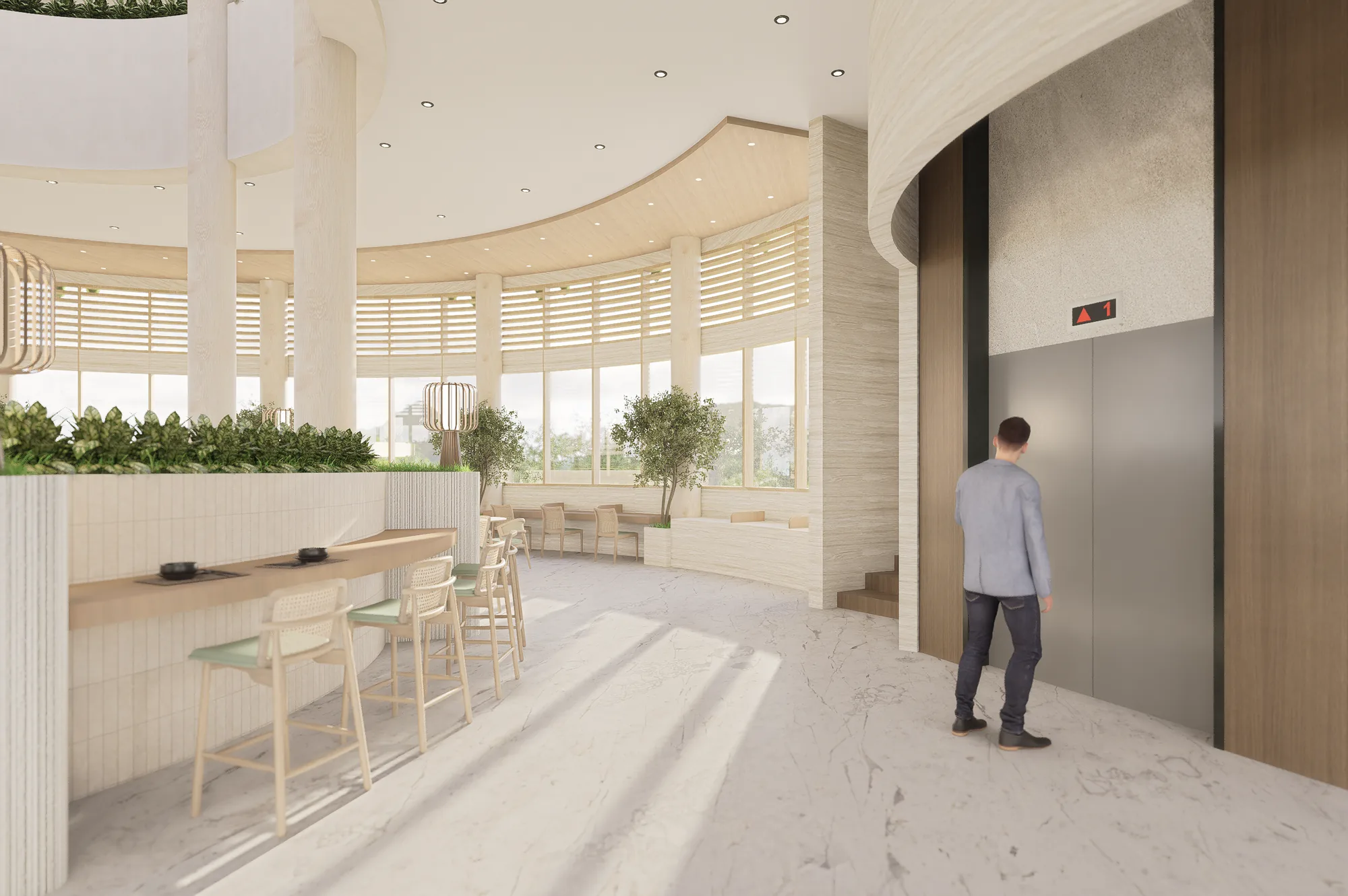 Espacio de trabajo compartido del complejo de El Nido (render)